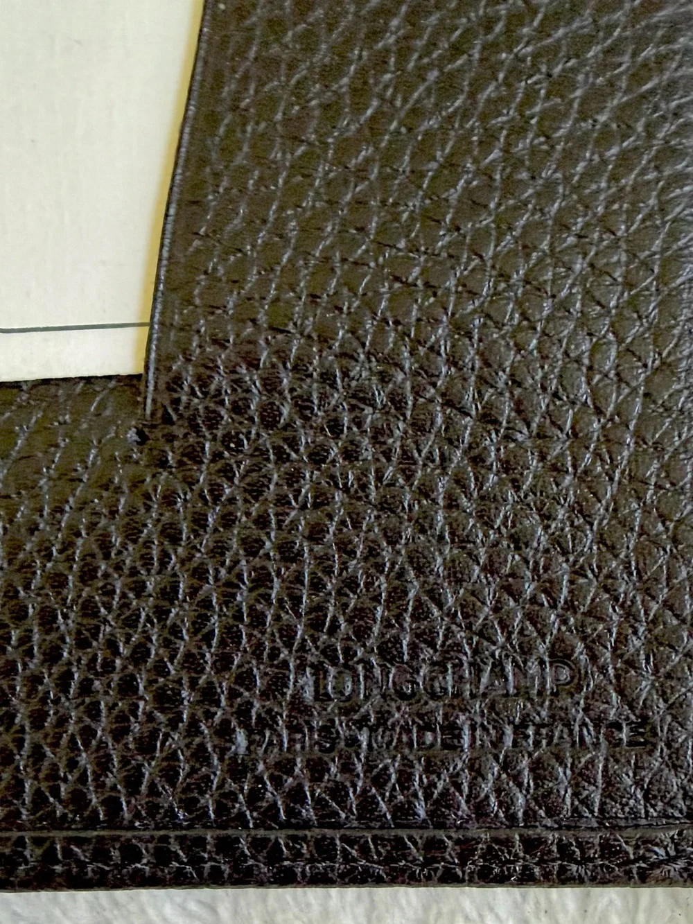 LONGCHAMP Pebbled Black Leather Passport Cover Holder Travel 6